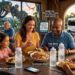 A relaxed family maximizing their How to Save Money on Food in Orlando Theme Parks strategy by sharing high-quality meals at Satu'li Canteen.